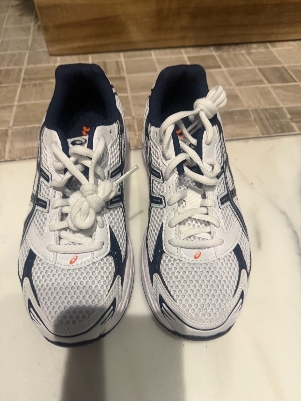 Asics White and Navy Men’s Athletic Running Shoes